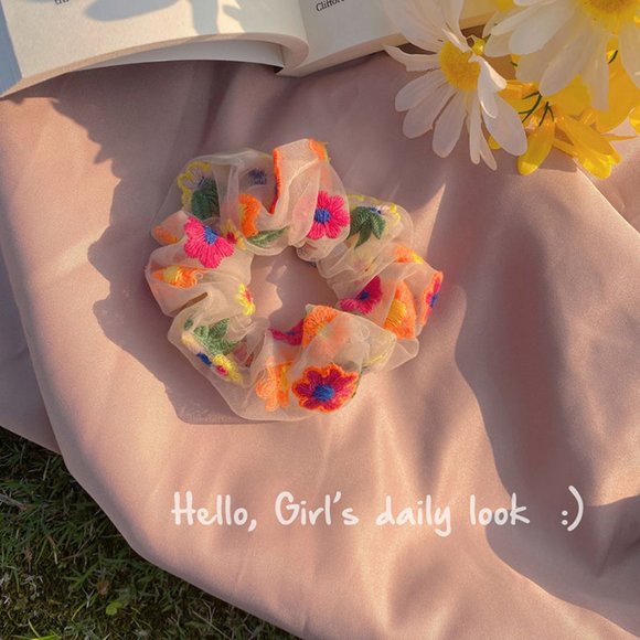 Lagom Studio Accessories - 💐Embroidery Floral Hair Tie Scrunchies